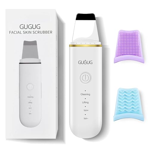 CARER SPARK Épurateur de Peau Ultrasonique - Spatule Visage à Ultrasons EMS Ions Lumière Rouge et Bleue, 4 Modes pour Nettoyage en Profondeur Élimination des Points Noirs Exfoliation Douce